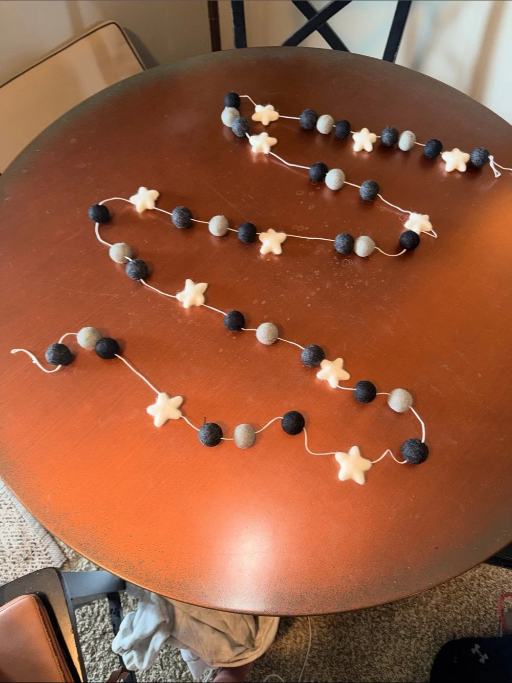 Felt Star and Ball Garland - Black, Gray & White - Kids Accessories